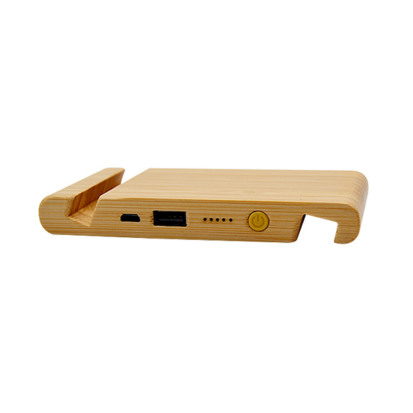 New private mould bamboo Bracket Power Bank with Wireless Charger LWS-2017